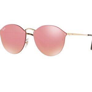Ray-Ban Pink Lens Rimless Sunglasses Gold Frame